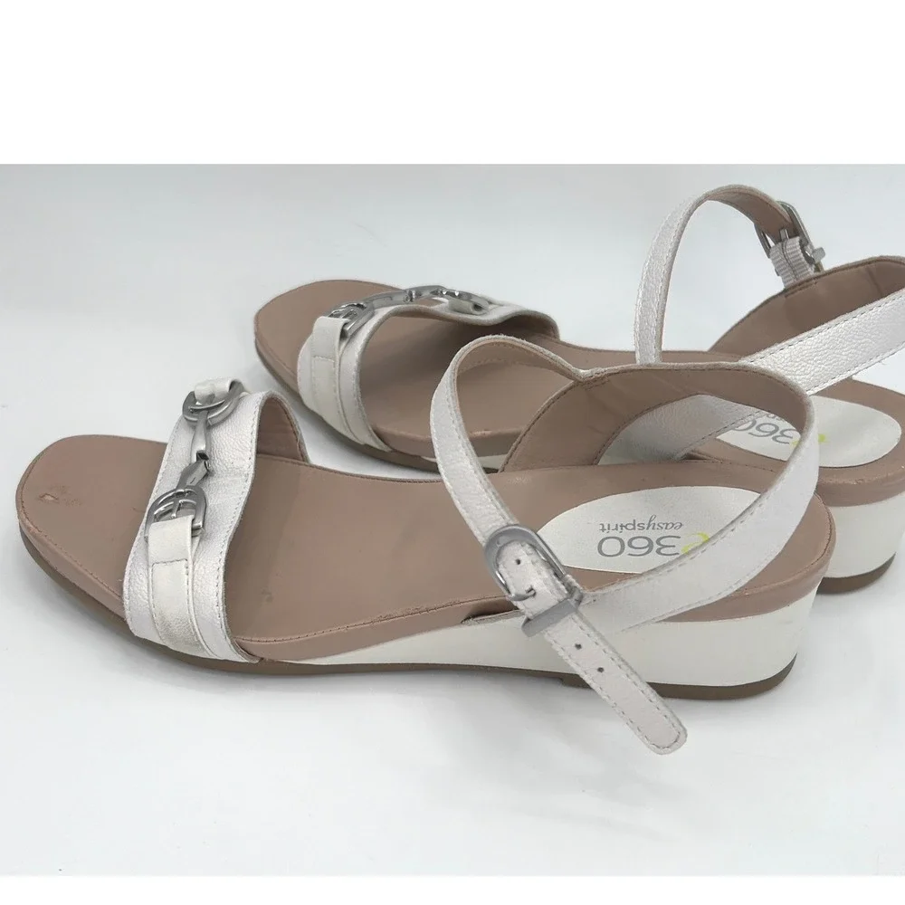 Easy Spirit e360 White Slingback Comfort Sandals Size 6 Horsebit Accent Summer